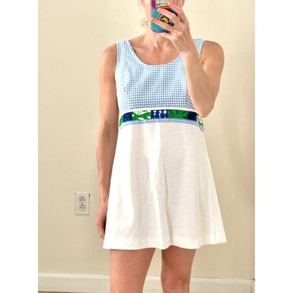 Vintage 70s Handmade Tennis Dress Sleeveless, Tenniscore Preppy Vibes - Picture 7 of 11